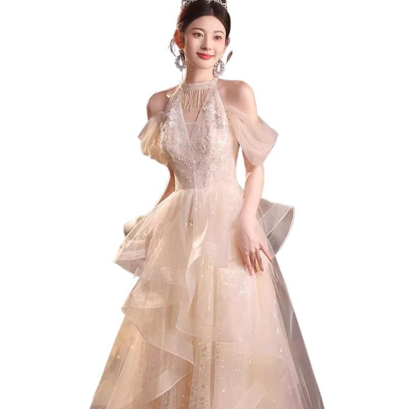 A-Line Evening Gown Cold-Shoulder Sequined Ruffled