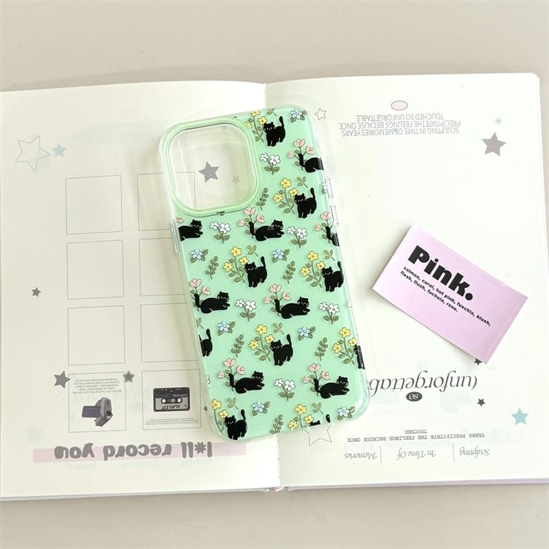 Case Cat Floral Phone