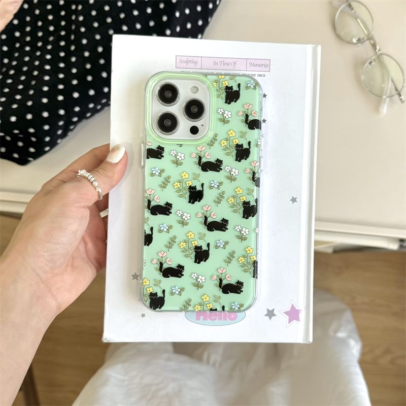Case Cat Floral Phone
