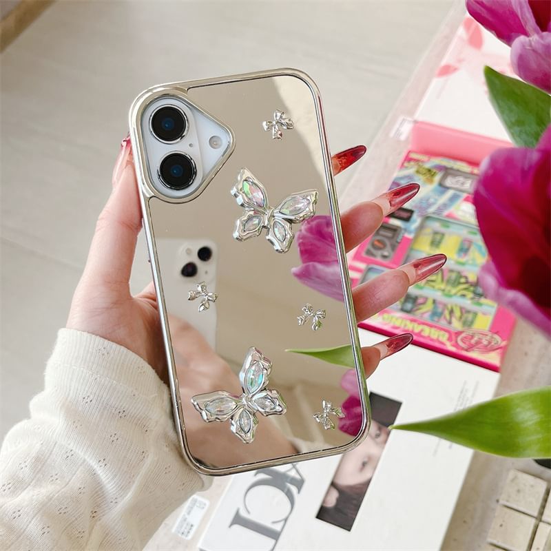 Mirrored Case / Butterfly Phone Charm Set