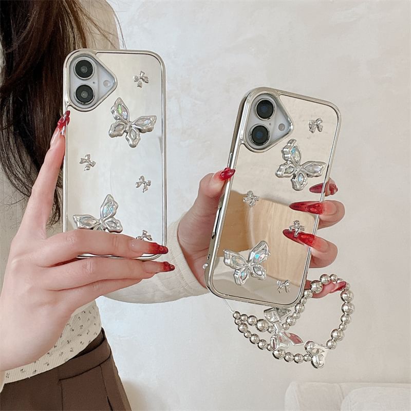 Mirrored Case / Butterfly Phone Charm Set
