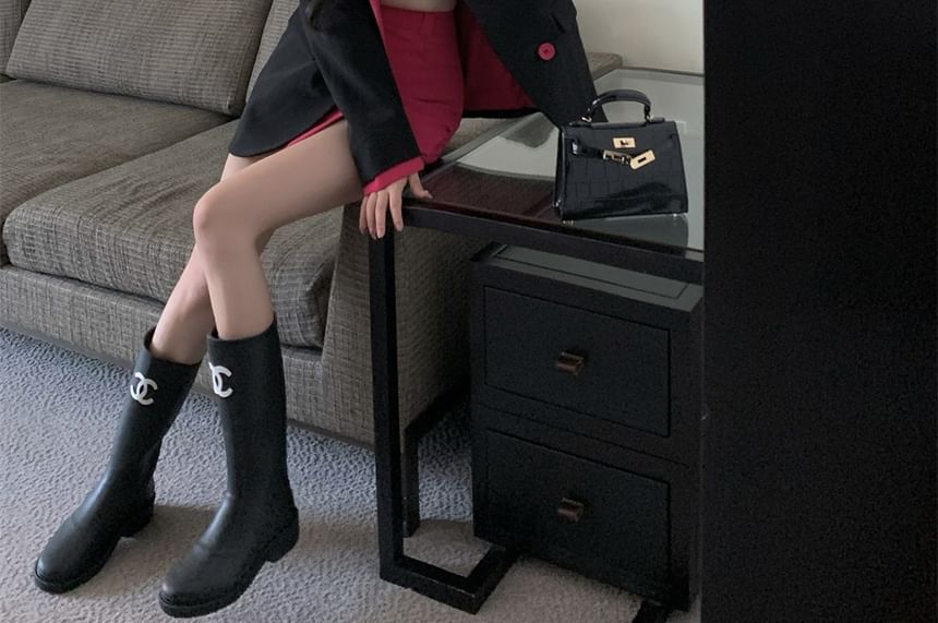 Mock Lapel High Designs) Pencil Tone Skirt Plain Blazer Mini (Various Notch / Two-Piece Two Waist