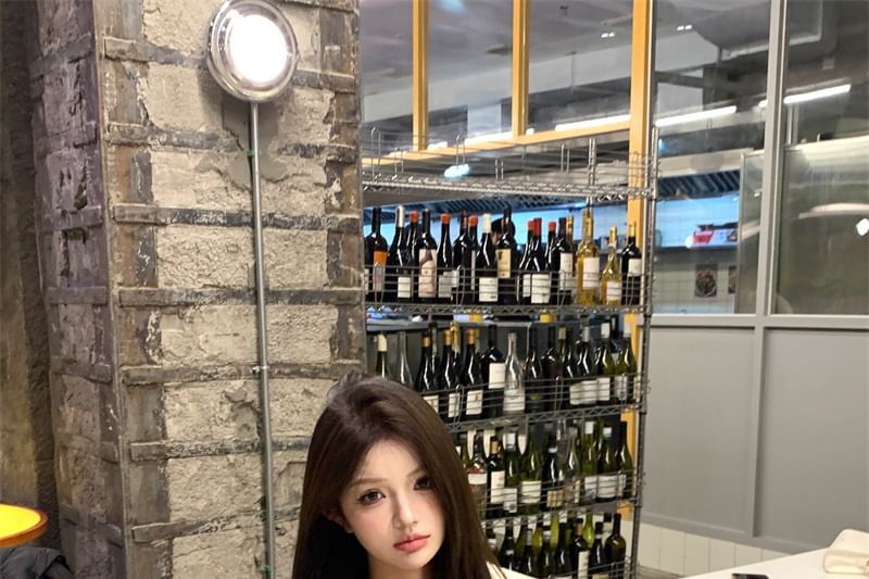 Blouse A-Line Smocked Two-Piece Set Off-Shoulder Skirt Striped Belt Long-Sleeve High Mock Panel Mini / Crop Waist