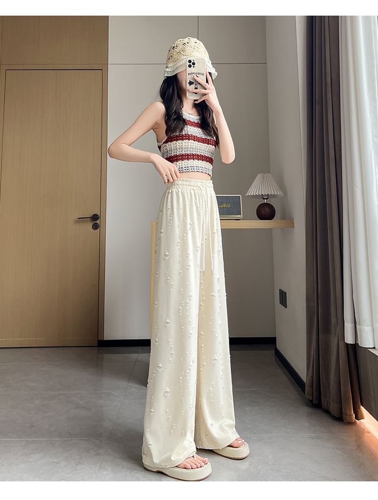 Designs) Drawstring Pants (Various Leg Distressed Wide Waist