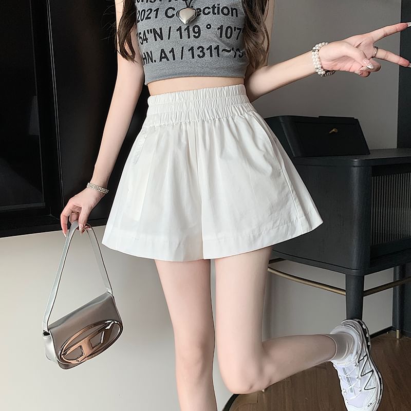 Plain Elastic Shorts Waist