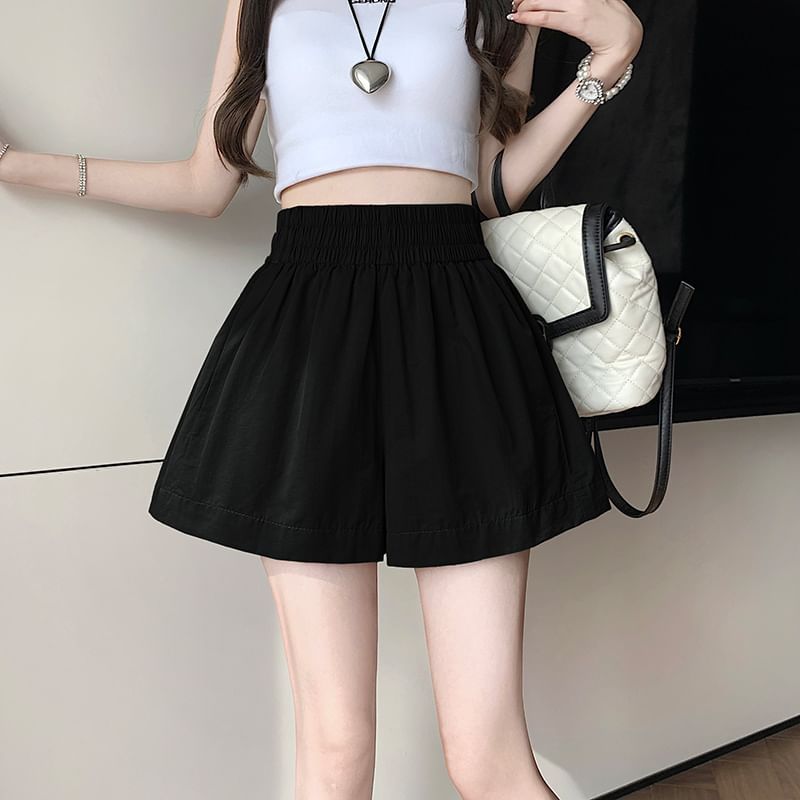 Plain Elastic Shorts Waist