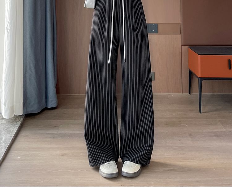 Wide Pinstriped Leg (Various Pants Waist Drawstring Designs)