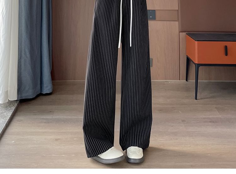 Wide Pinstriped Leg (Various Pants Waist Drawstring Designs)