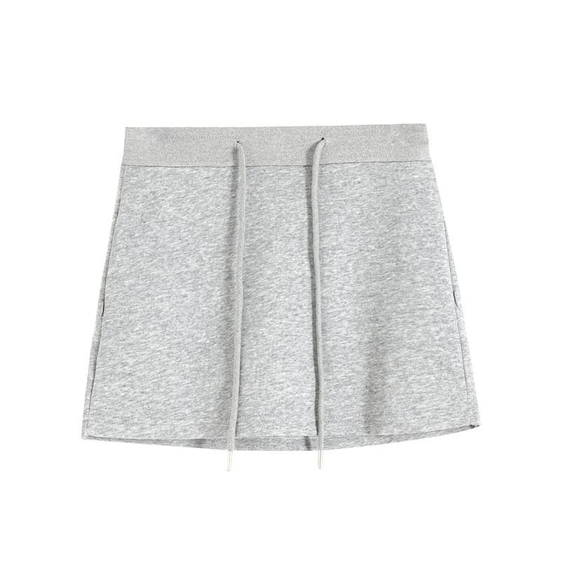 Drawstring Waist Skort Plain