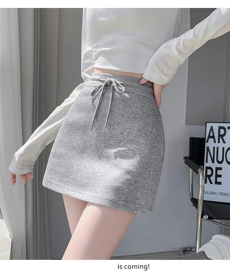 Drawstring Waist Skort Plain