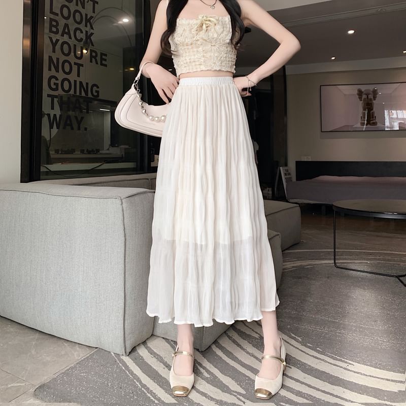 A-Line High Skirt Waist Midi Plain