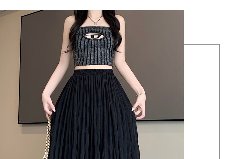 A-Line High Skirt Waist Midi Plain