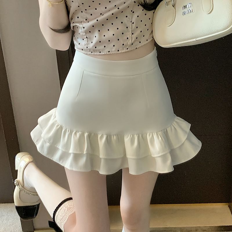 High Mini Trim Ruffle Pencil Rise Skirt