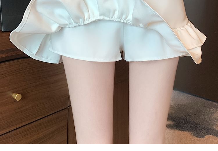 High Mini Trim Ruffle Pencil Rise Skirt