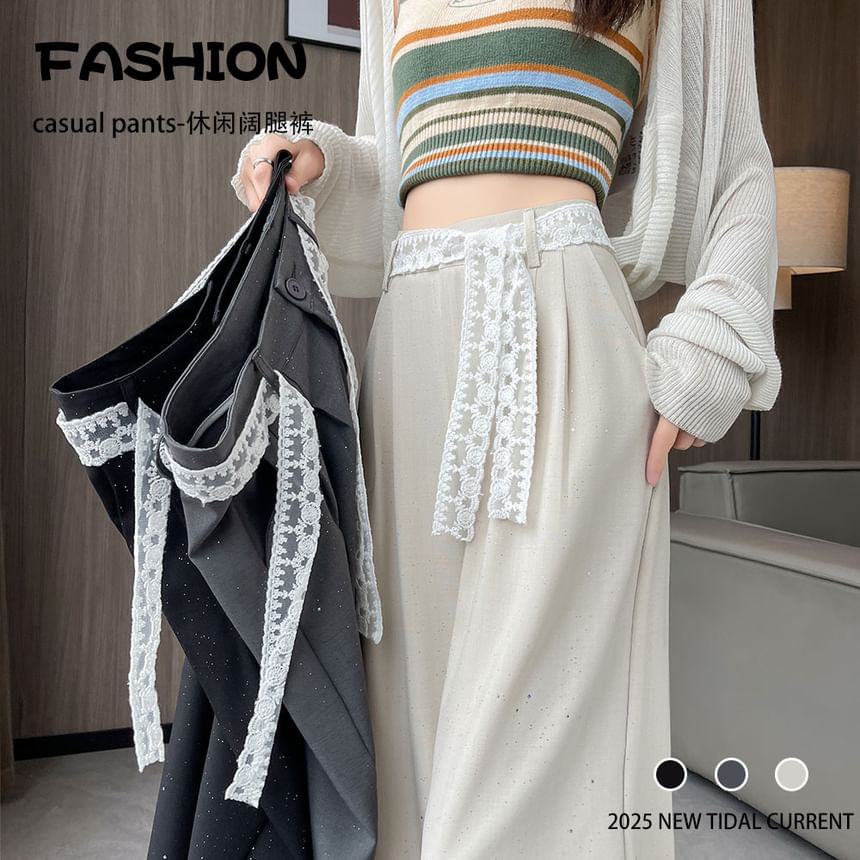 (Various Pants Panel Waist Leg High Dress Sequin Wide Lace Designs)