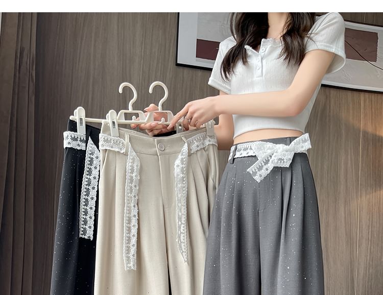 (Various Pants Panel Waist Leg High Dress Sequin Wide Lace Designs)