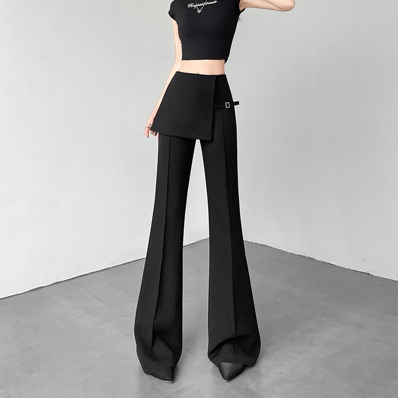 Pants Designs) Flared (Various Suit Overlay Buckled Waist Skirt High