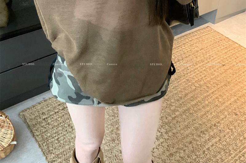 Bralette Top Knit / Plain Long-Sleeve V-Neck