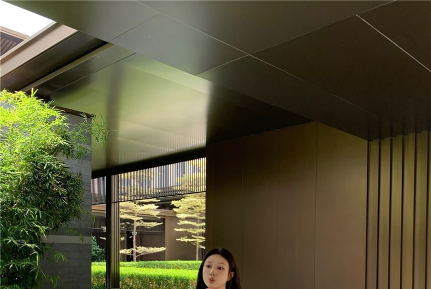 Shorts Cardigan / Round Waist High Neck Padded Camisole V-Neck Top Sweat Plain Lace Panel