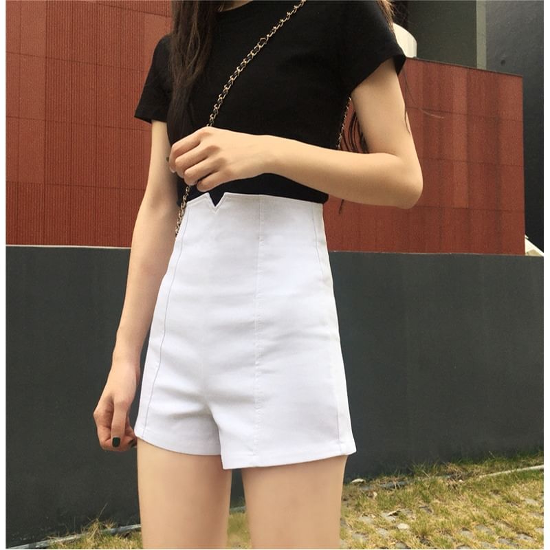 Plain High Dress Shorts Waist