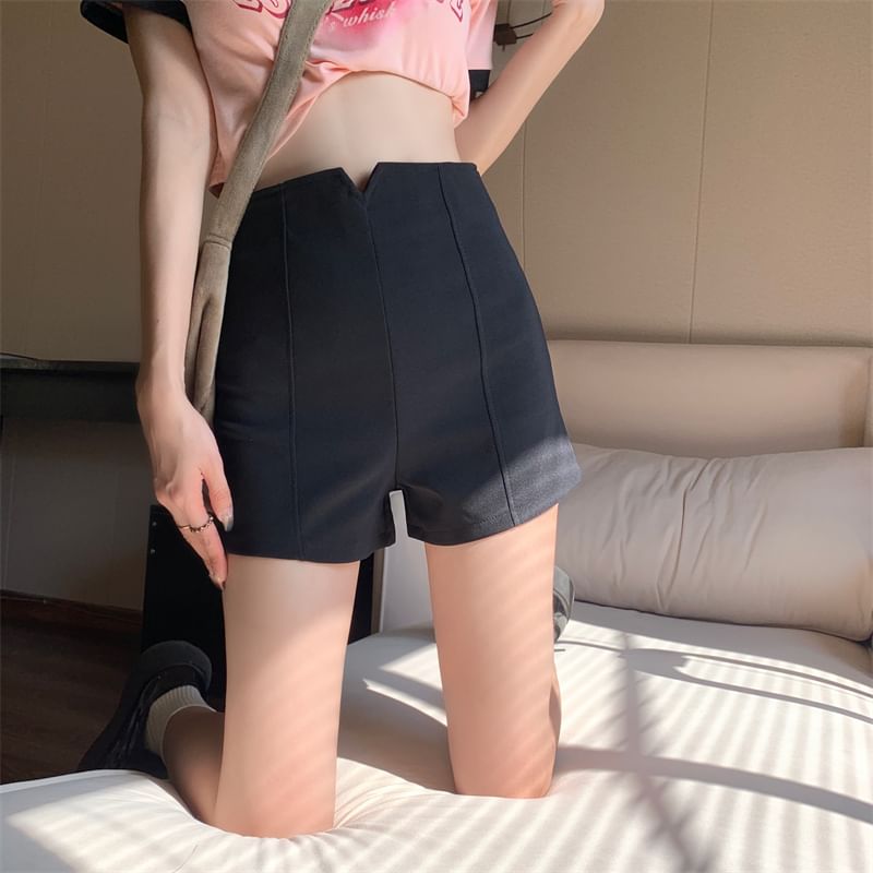 Plain High Dress Shorts Waist