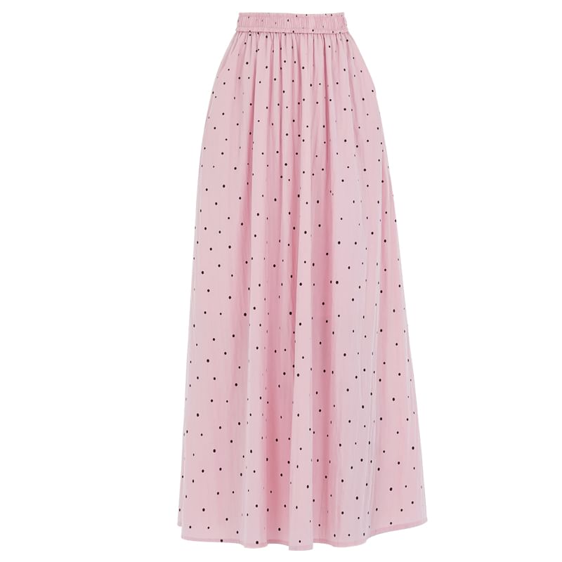 Skirt Waist A-Line Midi Dotted Elastic