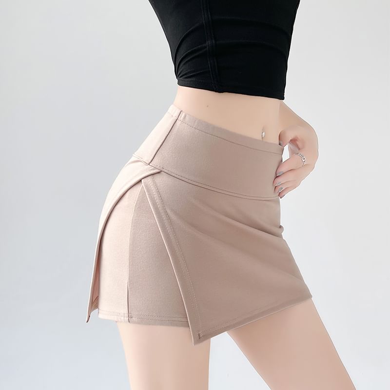 Waist Slit Plain Skort High