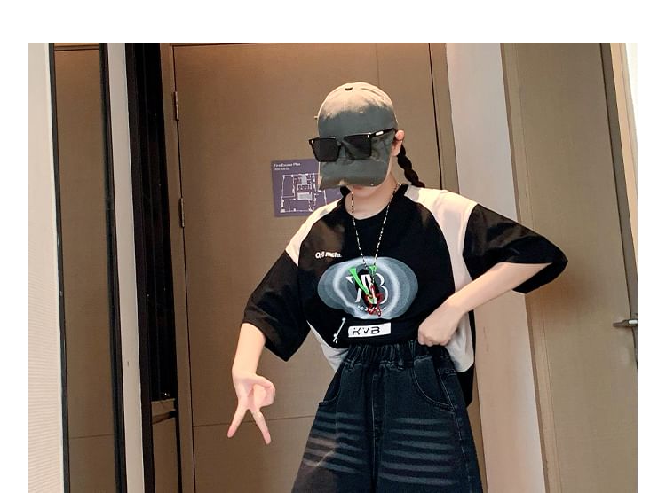 Washed Denim Elastic Waist Shorts