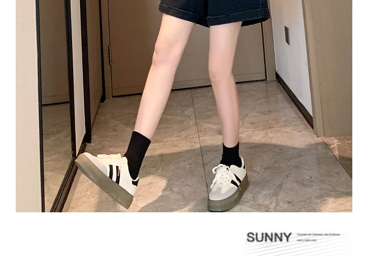 Washed Denim Elastic Waist Shorts