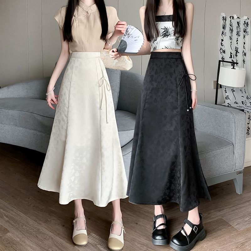 High Floral A-Line Waist Skirt Maxi