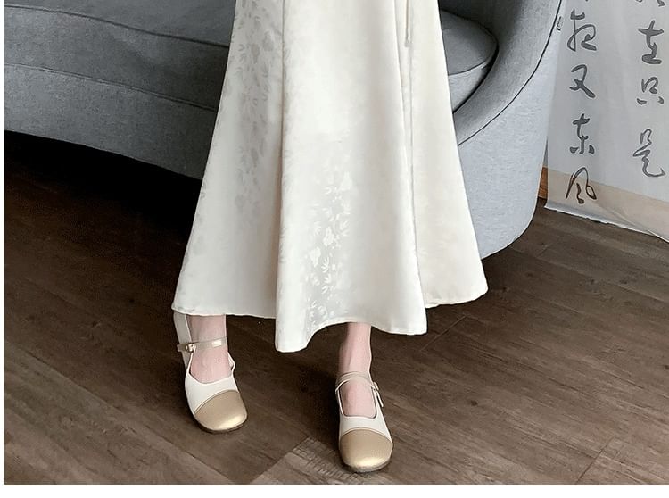 High Floral A-Line Waist Skirt Maxi