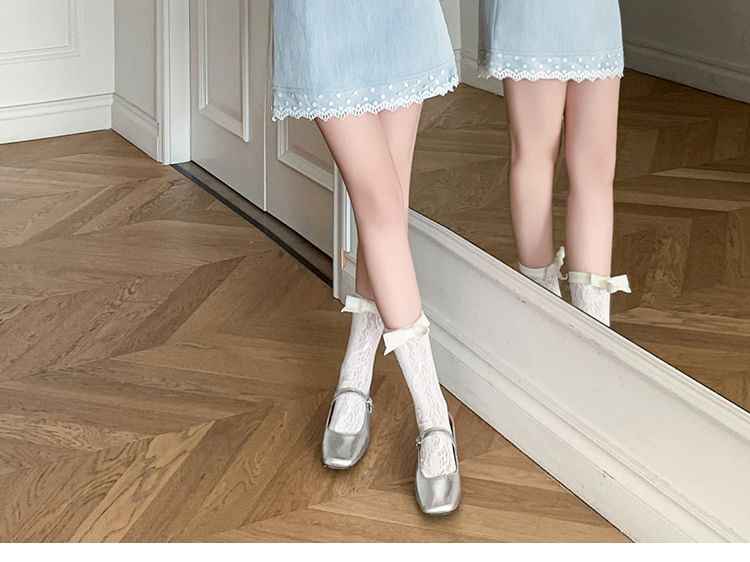 Waist Trim Skirt Pencil Lace Plain High Mini