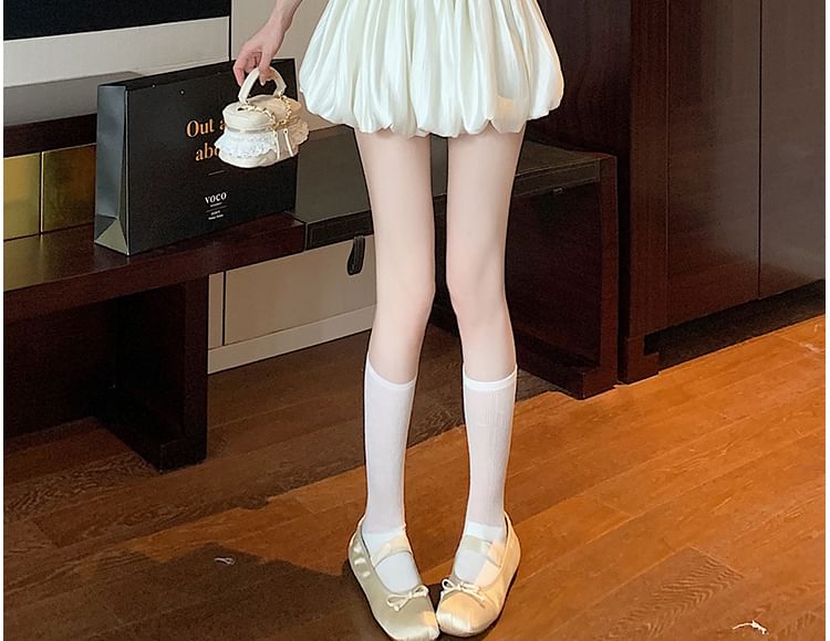 Skirt Plain Ruched A-Line Waist Mini High