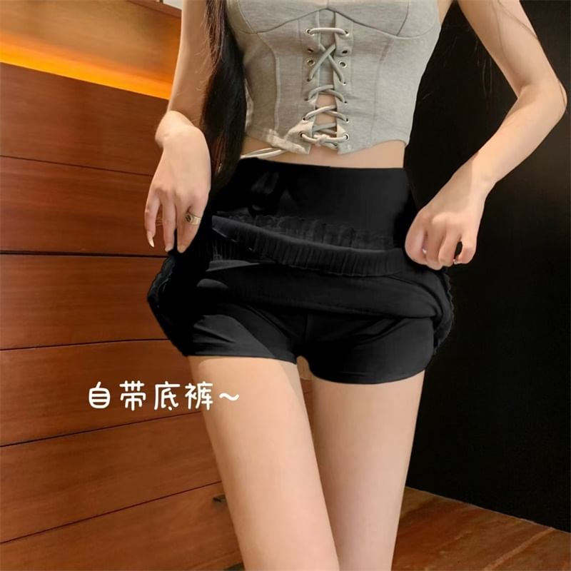 Pencil Trim High Rise Mini Plain Lace Skirt