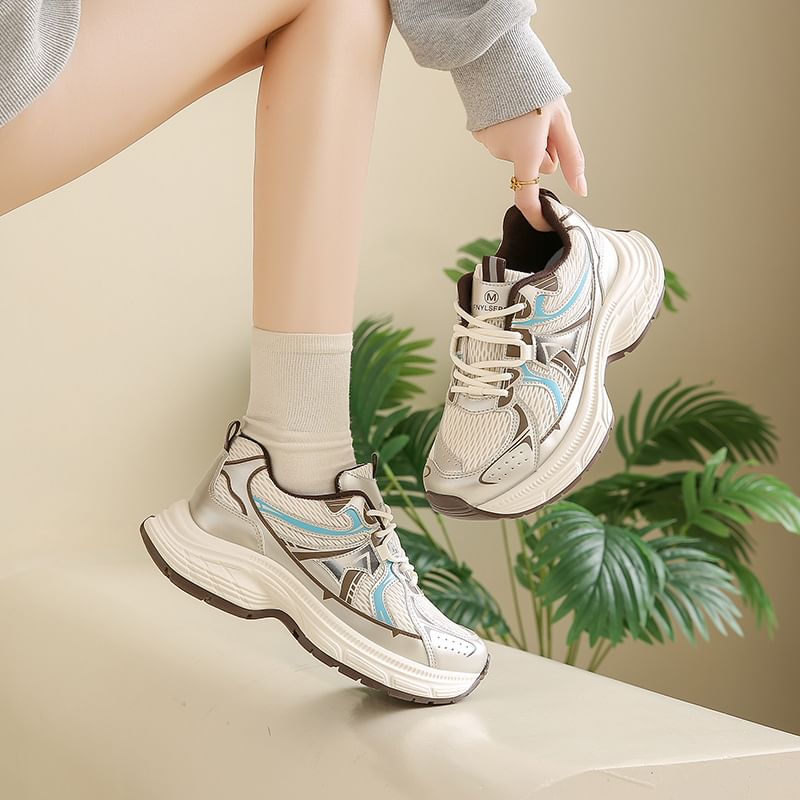 Mesh Panel Platform Sneakers