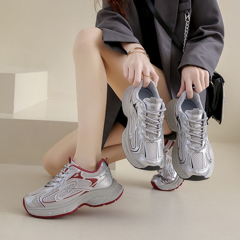 Platform Panel Mesh Sneakers