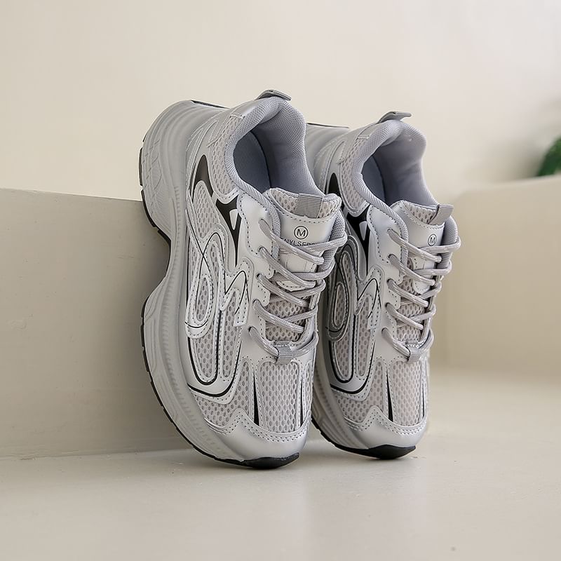 Platform Panel Mesh Sneakers