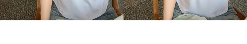 Ruched Plain V-Neck T-Shirt Short-Sleeve