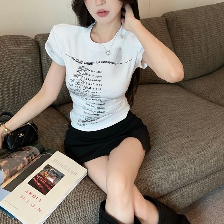 Fit Slim Tee Crew Short-Sleeve Neck Lettering