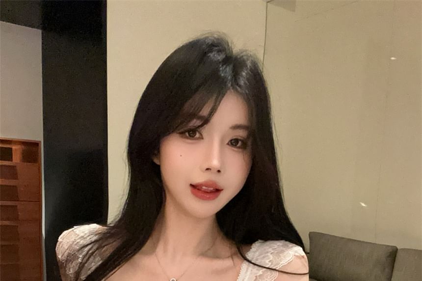 Bow Lace Top Padded Fringed Panel Camisole Fit Slim