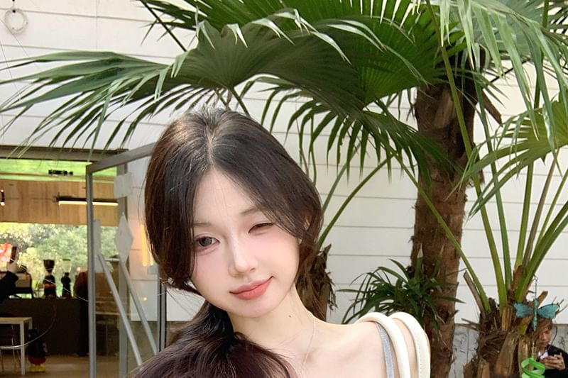 Padded Fit Twist Cami Slim Lace Trim Top