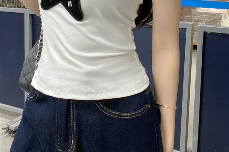 Slim Tank Fit Top Applique One-Shoulder Star