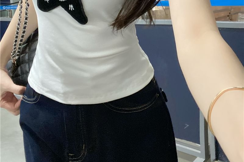 Applique Slim Top Tank One-Shoulder Star Fit