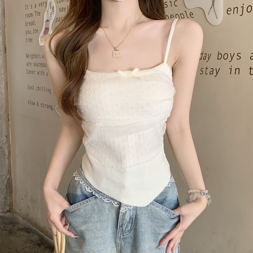 Panel Slim Dotted Bow Fit Top Cami