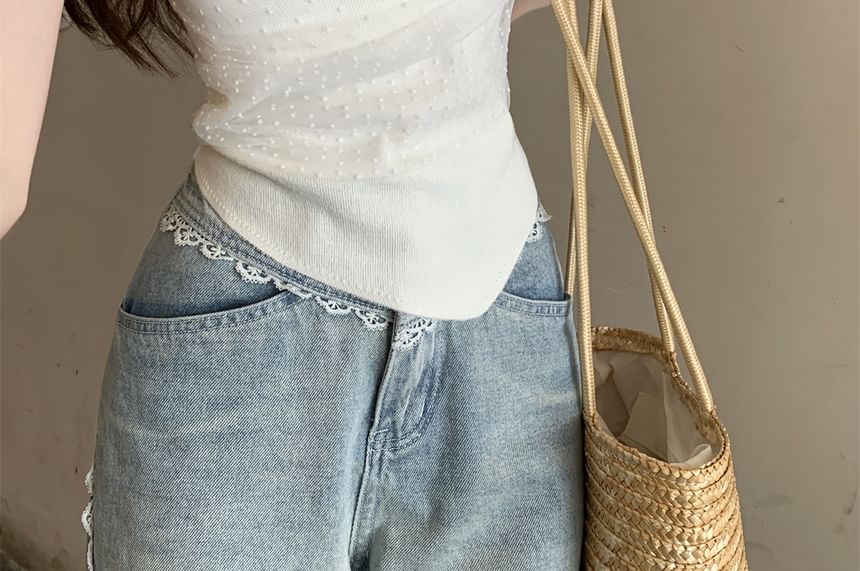 Panel Slim Dotted Bow Fit Top Cami