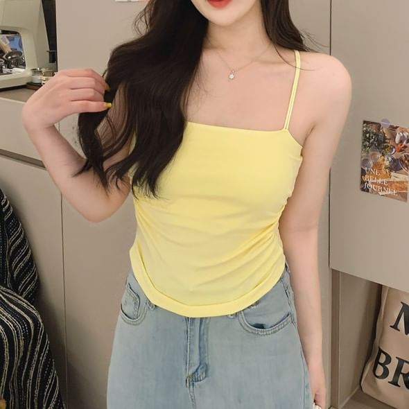 Ruched Fit Camisole Top Slim Racerback Padded