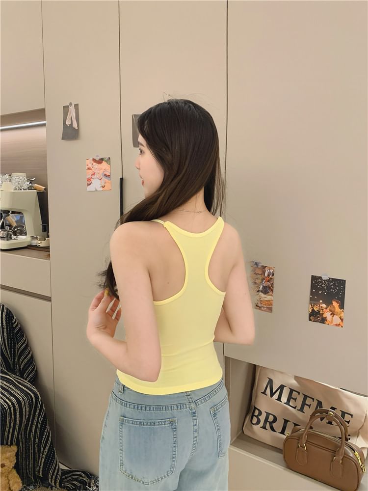 Ruched Fit Camisole Top Slim Racerback Padded