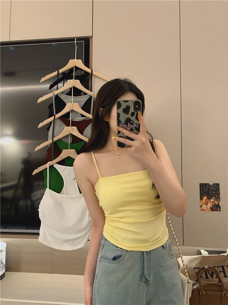 Ruched Fit Camisole Top Slim Racerback Padded