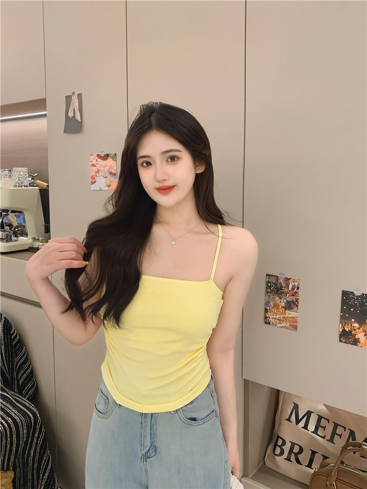 Ruched Fit Camisole Top Slim Racerback Padded