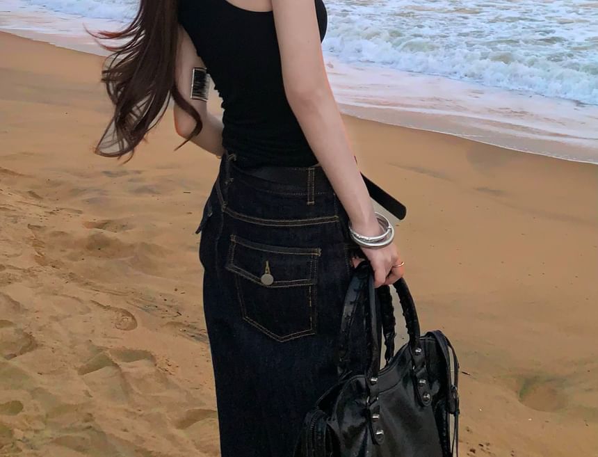 One-Shoulder Slim Halter Print Snake Top Fit Tank